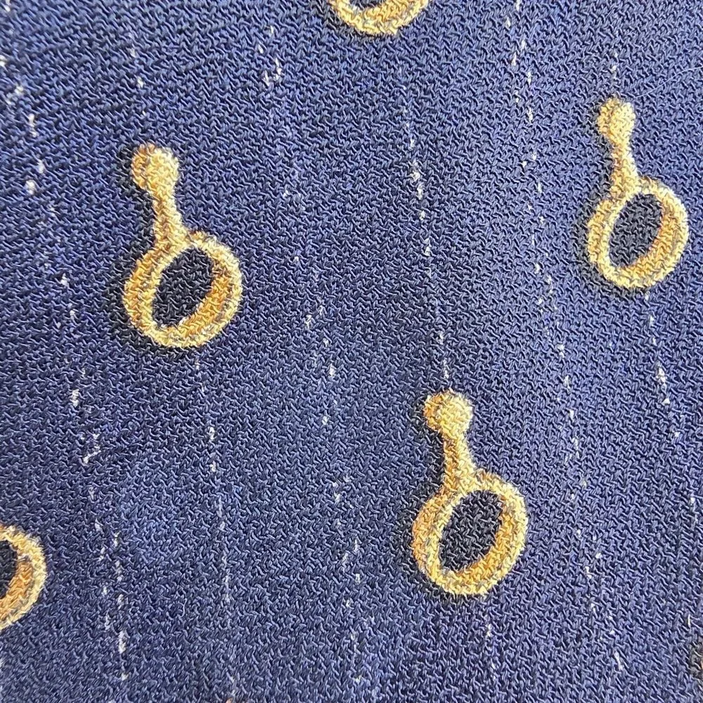 Celine 100 % silk tie navy and gold